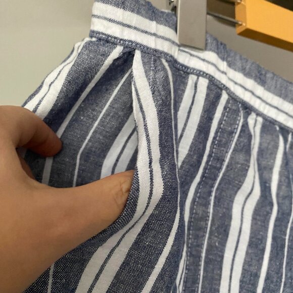 LIZ CLAIBORNE Blue and White Linen Cotton Blend Striped Wide Leg Pants Sz M - Picture 6 of 9